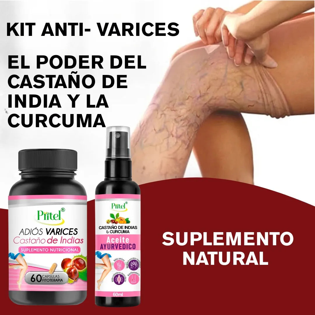 Kit Anti Várices Castaño de Indias + Aceite Ayurvédico