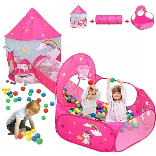 Carpa Castillo 3 En 1 Túnel + Piscina